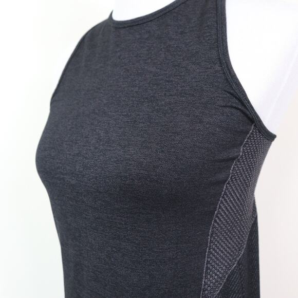 Athleta Size S Racerback Tank Netted Panels Jewel Neck Gray Black - Picture 7 of 10